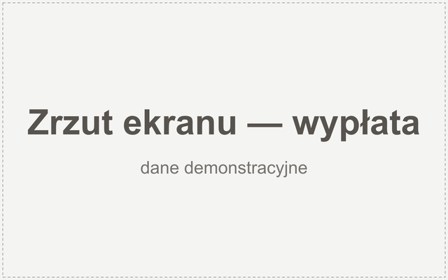 Zrzut ekranu formularza wypłaty w fikcyjnym Kasynie Przykładowym